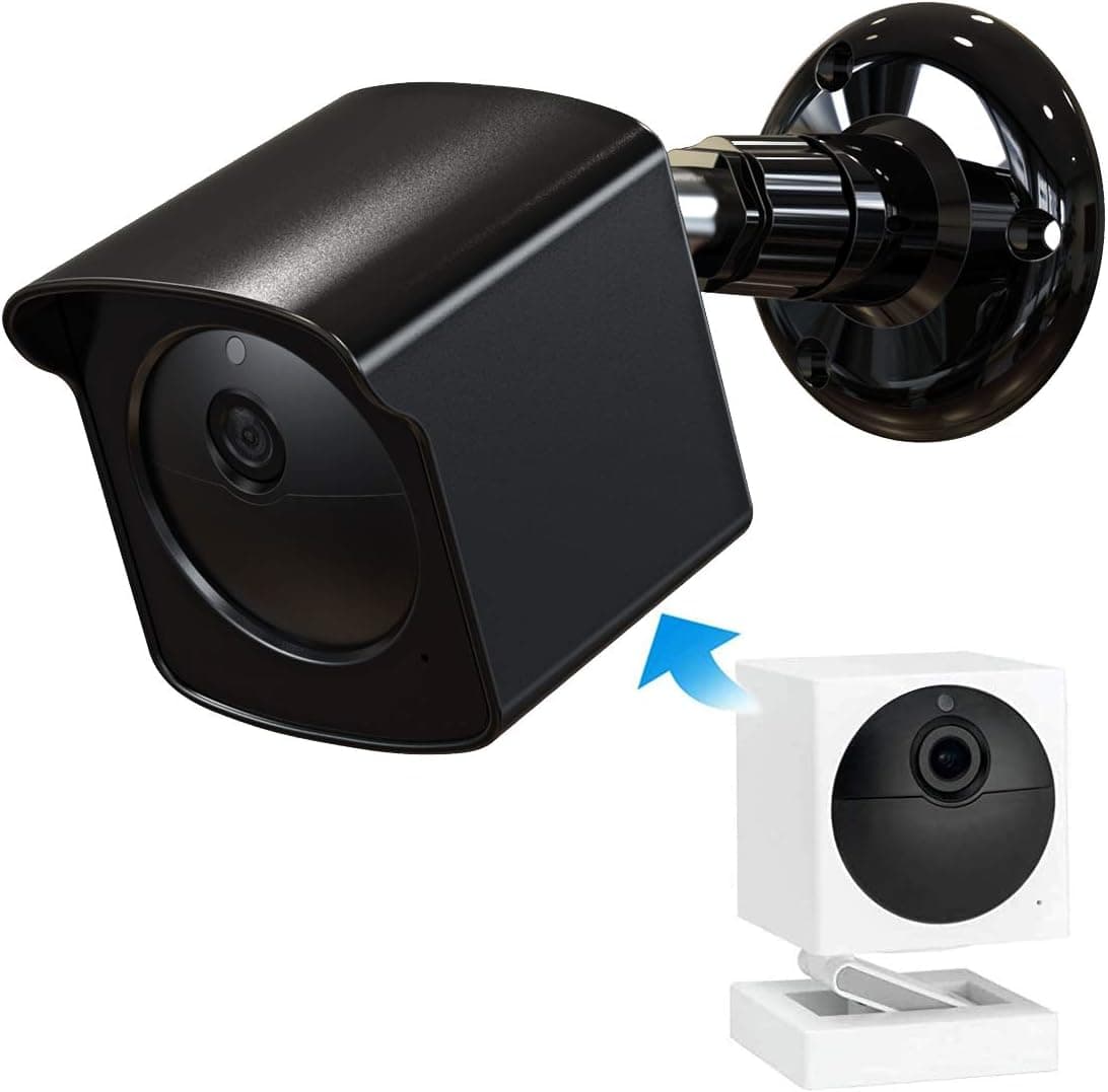 PEF Mount for Wyze Cam Outdoor, Weatherproof Protective Cover and 360 Degree Adjustable Wall Mount for Wyze Camera Outdoor Indoor Wire-Free Smart Home Camera System (Black, 1 Pack)