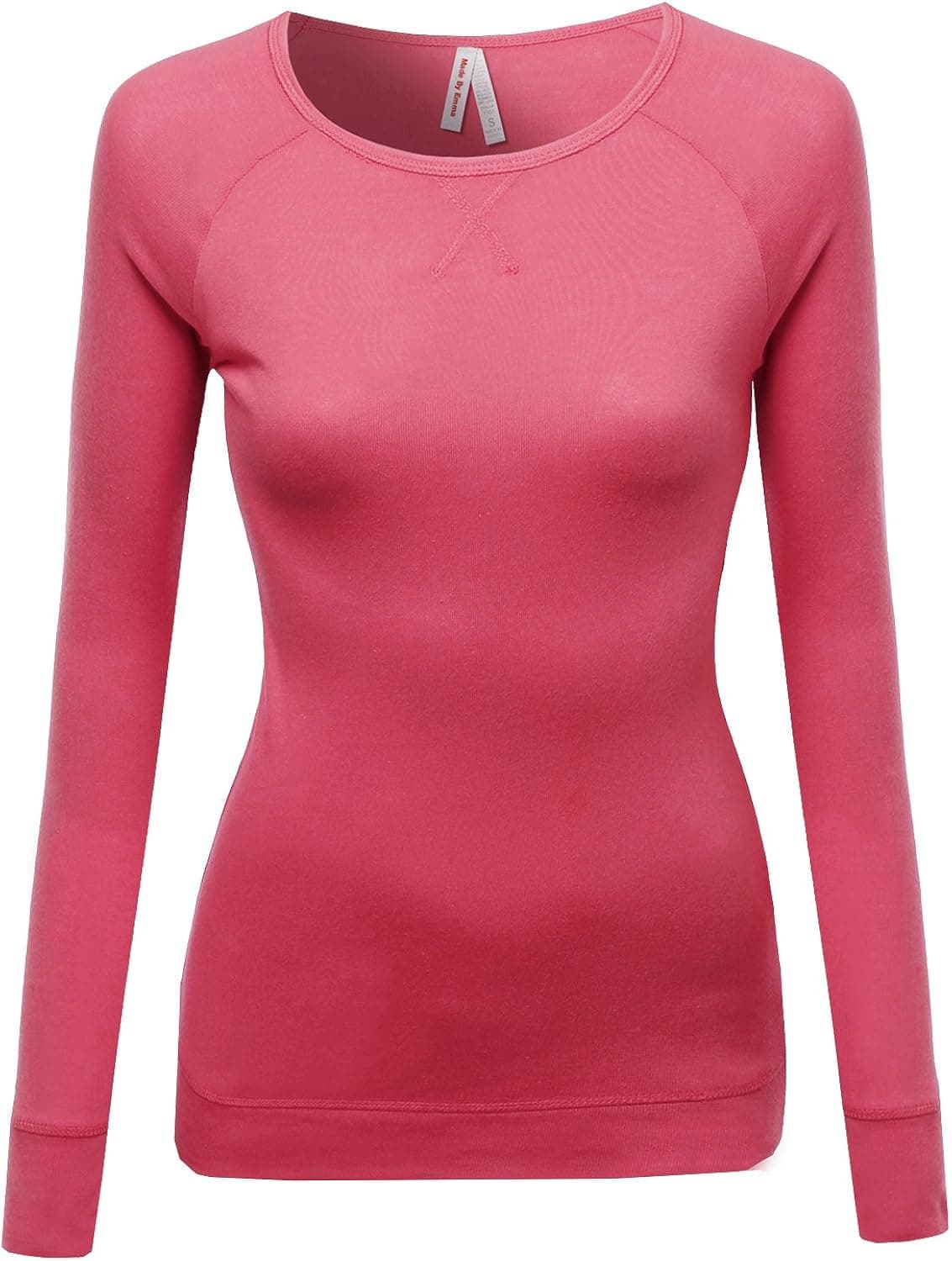 Women's Basic Solid Round Neck Long Sleeves Tee Top