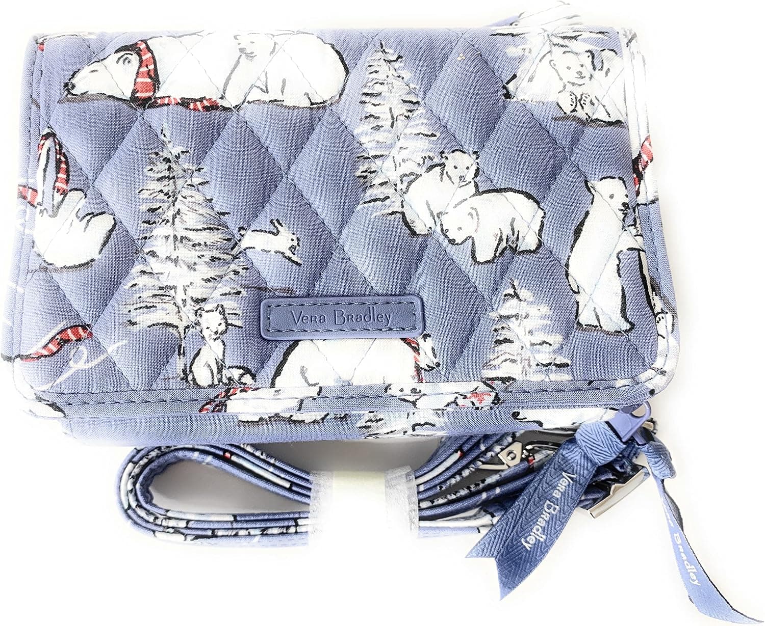 Vera Bradley RFID 3-In-1 Crossbody Wallet Beary Merry Cool Blue