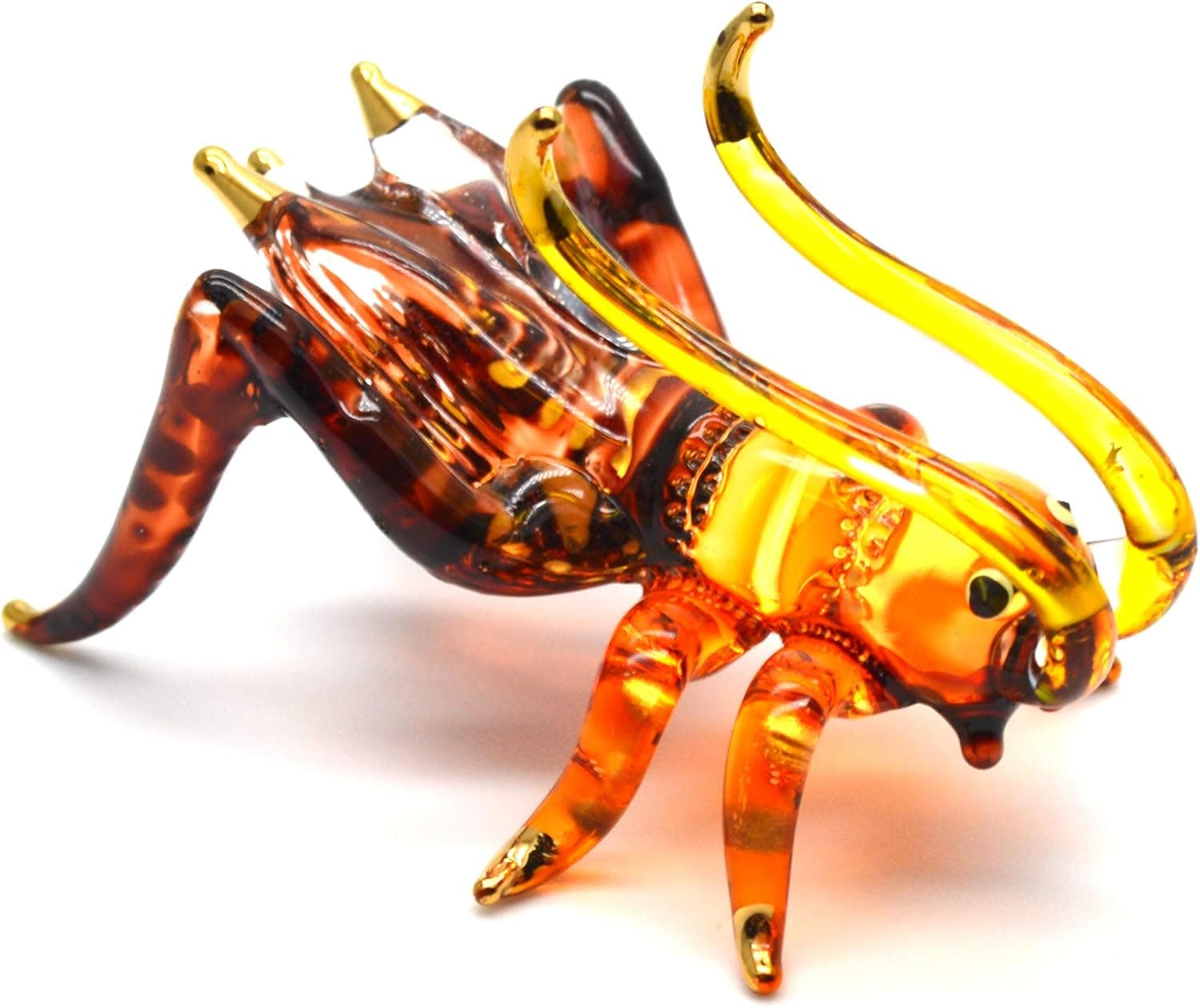 Hand Blown Glass Figurine Cricket Grasshopper Handmade Miniature Animal Art