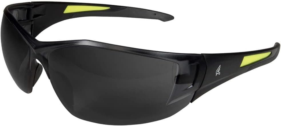 Edge Eyewear SD116 Delano Safety Glasses, Black with Smoke Lens