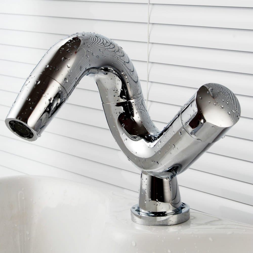 Hiendure Modern Centerest Swivel Spout Bathroom Sink Faucet ,Chrome Finish