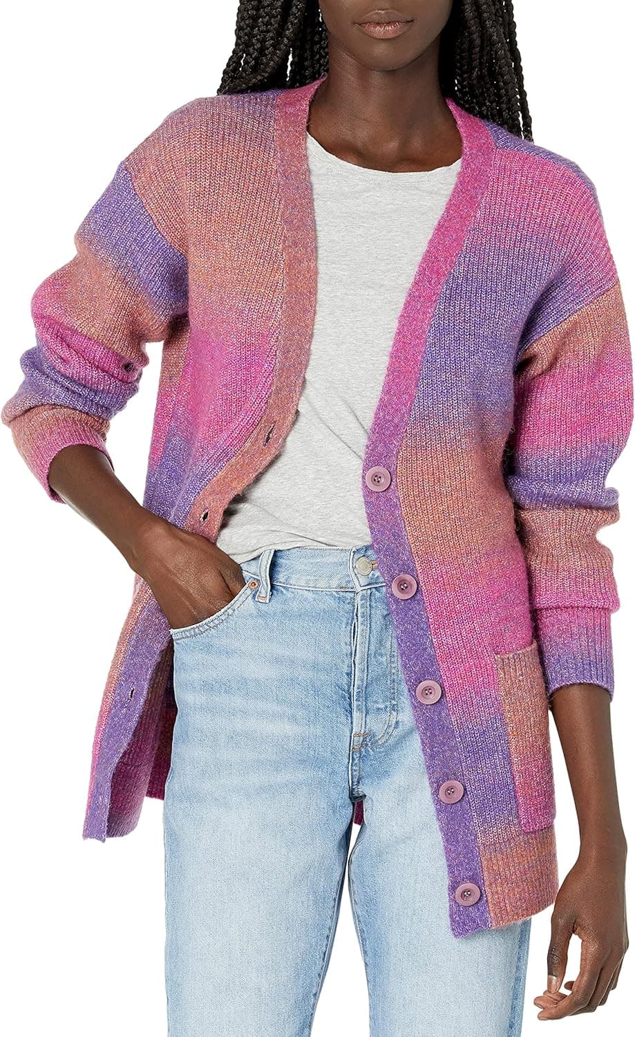 Cable Stitch Women's Ombre Space-Dyed Cardigan
