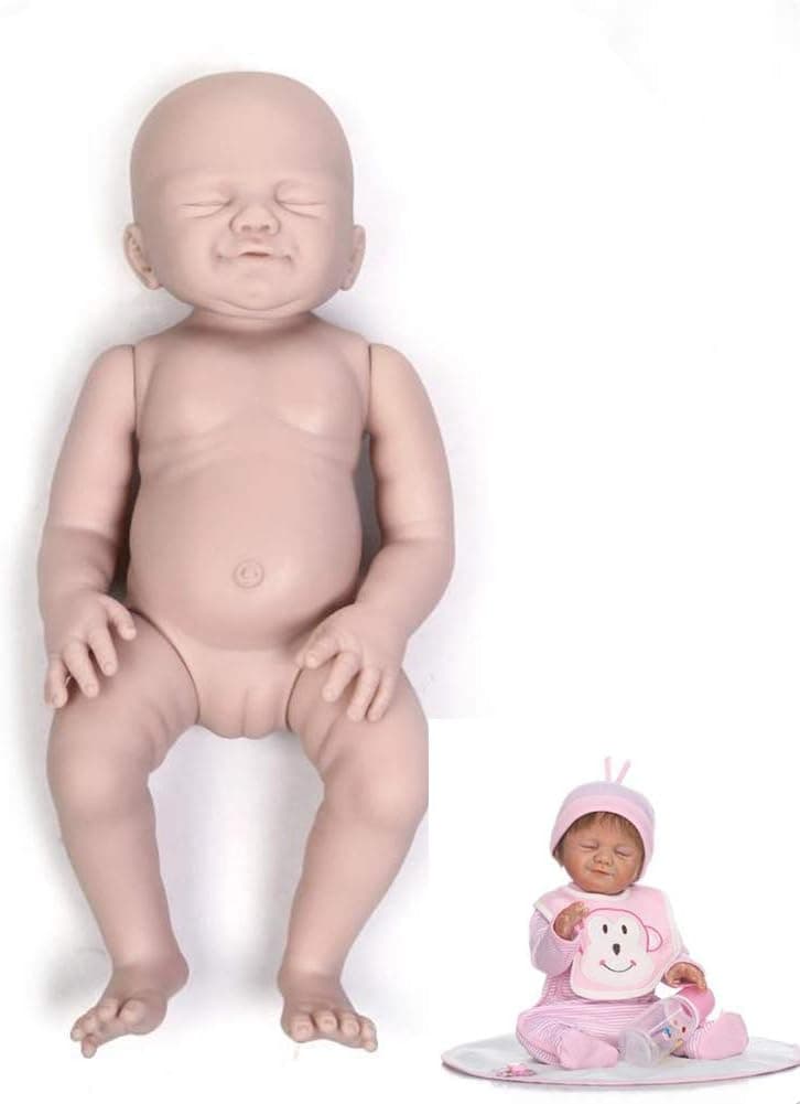 DIY Realistic Full Body Silicone Reborn Doll Kits Sleeping Girl Unpainted 20inch Handmade Mold Sets（Head, Legs, Arms and Full Silicone Body ,Closed Eyes Beginners Painted