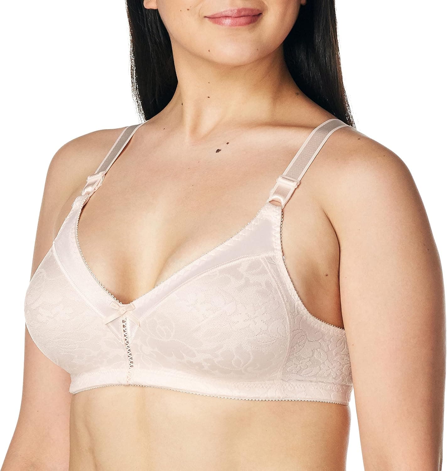 Bali Double Support Wireless Bra, Lace Bra with Stay-in-Place Straps, Full-Coverage Wirefree Bra, Tagless for Everyday Wear