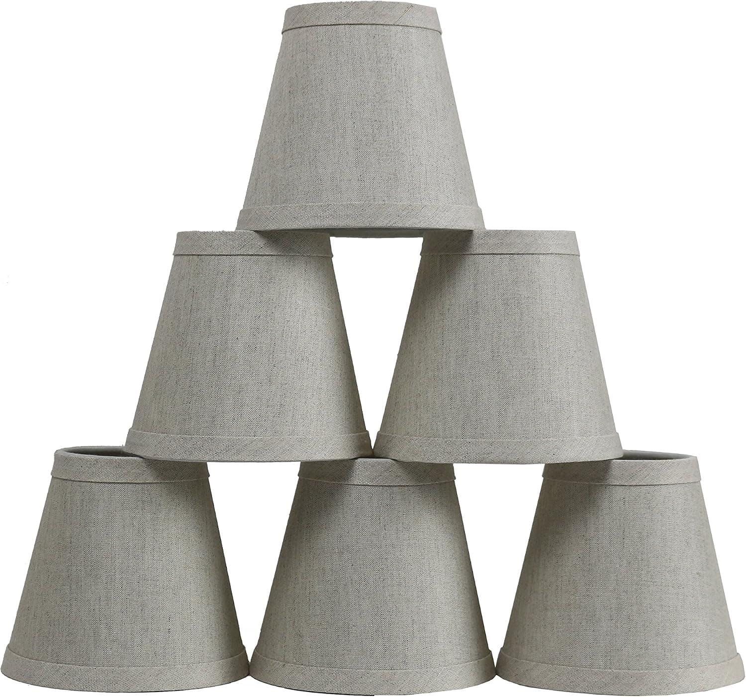 Styleware Set of 6 Oatmeal Linen Chandelier Shade, 5-inch Bottom Diameter, 4.5-inch Height, Hardback, Clip on