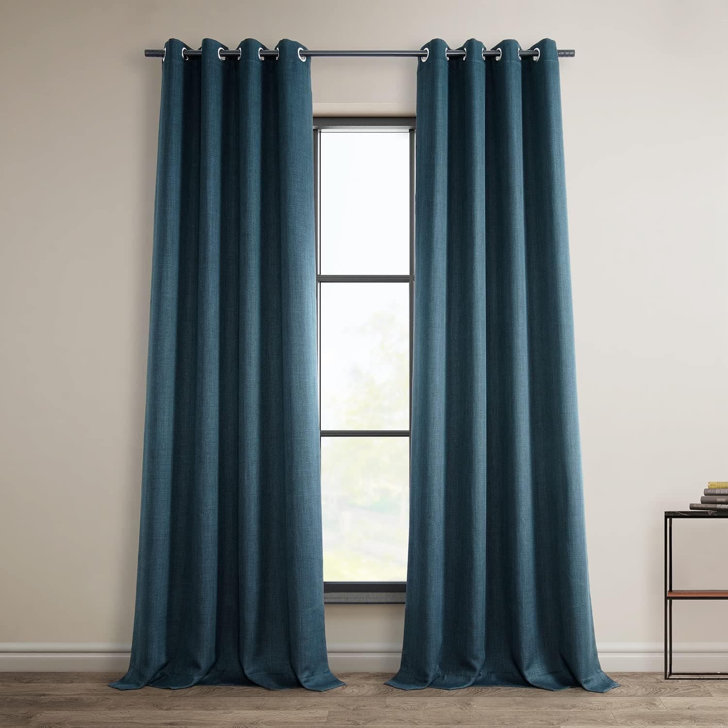 HPD Half Price Drapes Grommet Room Darkening Curtains for Bedroom & Living Room 50 X 84 Faux Linen, BOCH-LN21331-84-GR (1 Panel) Story Blue