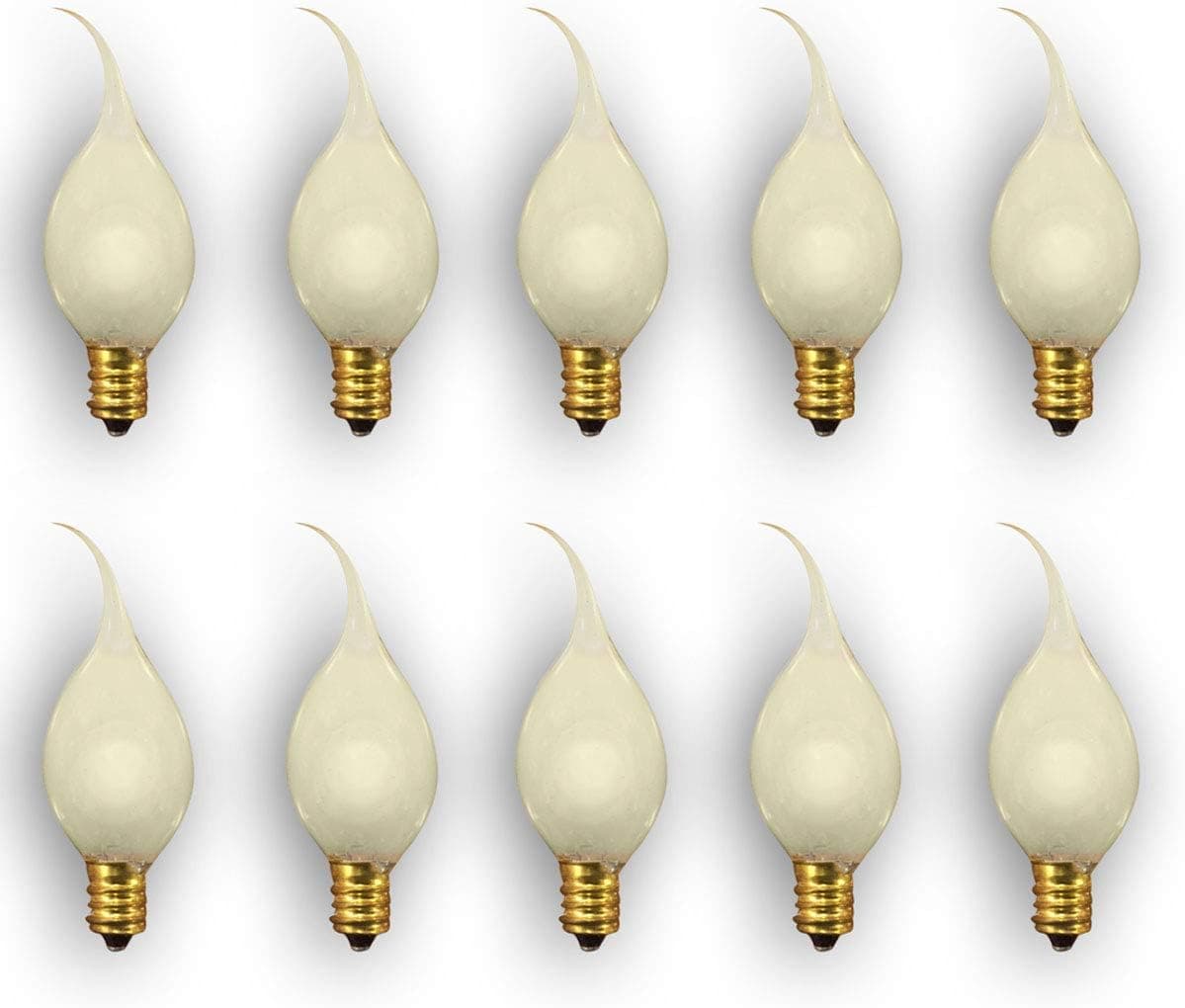 Royal Designs Country Style Silicone Dipped Clear 7w Candle Light Bulbs E12 Candelabra Brass Base, Set of 10, LB-3001-10