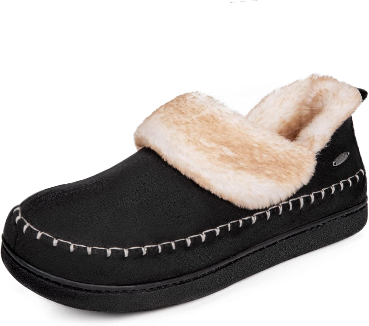 HomeTop Women's Microsuede Fuzzy Sherpa Lining Memory Foam Ankle Bootie House Slippers