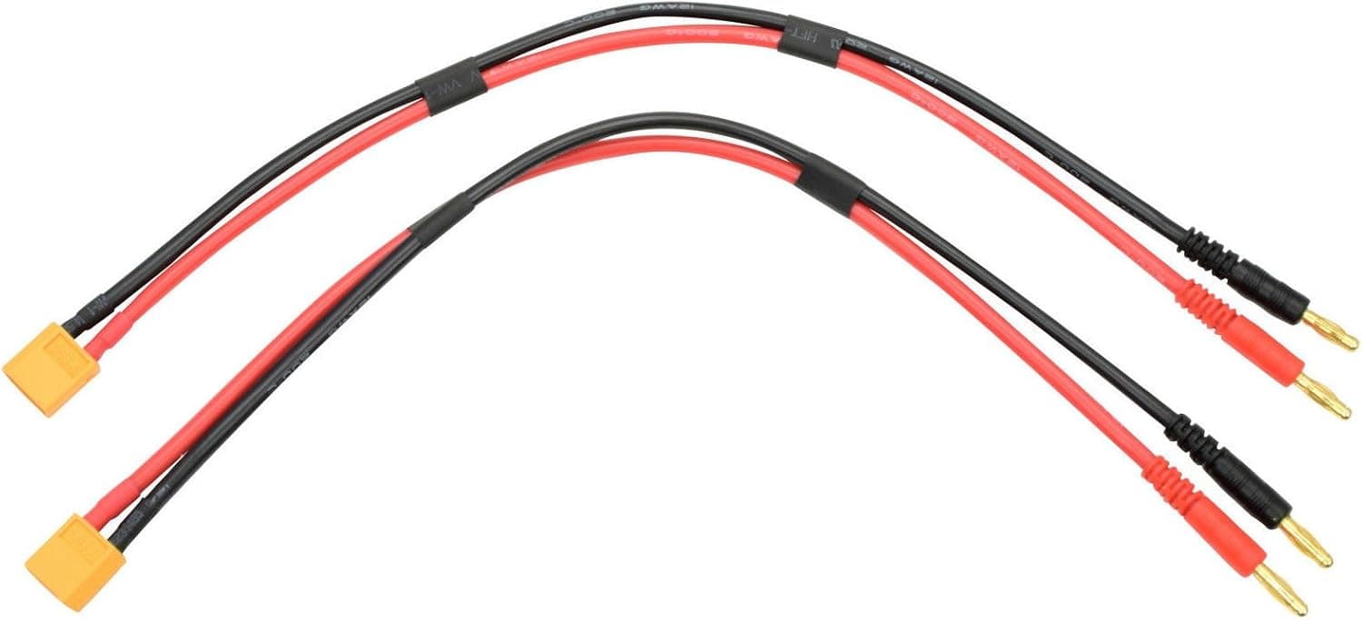 Apex RC Products XT60 Connector Plug -> 4mm Banana Plugs Battery Charge Lead Adapter Cable - 2 Pack 1415