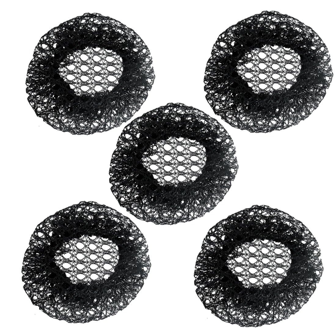 uxcell 5 Pcs Black Mesh Elastic Bun Cover Hairnets for Women