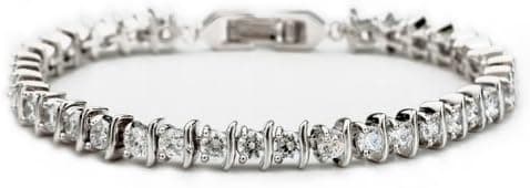 Jewelry 4 Lady Silver Tone Cz Cubic Zirconia Tennis Bracelet Approx 6.8"