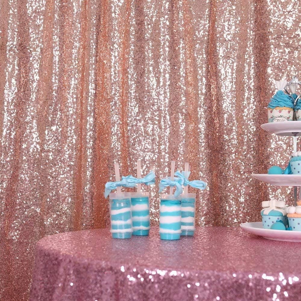 GFCC 4x6.5FT Rose Gold Sequin Backdrop Curtain