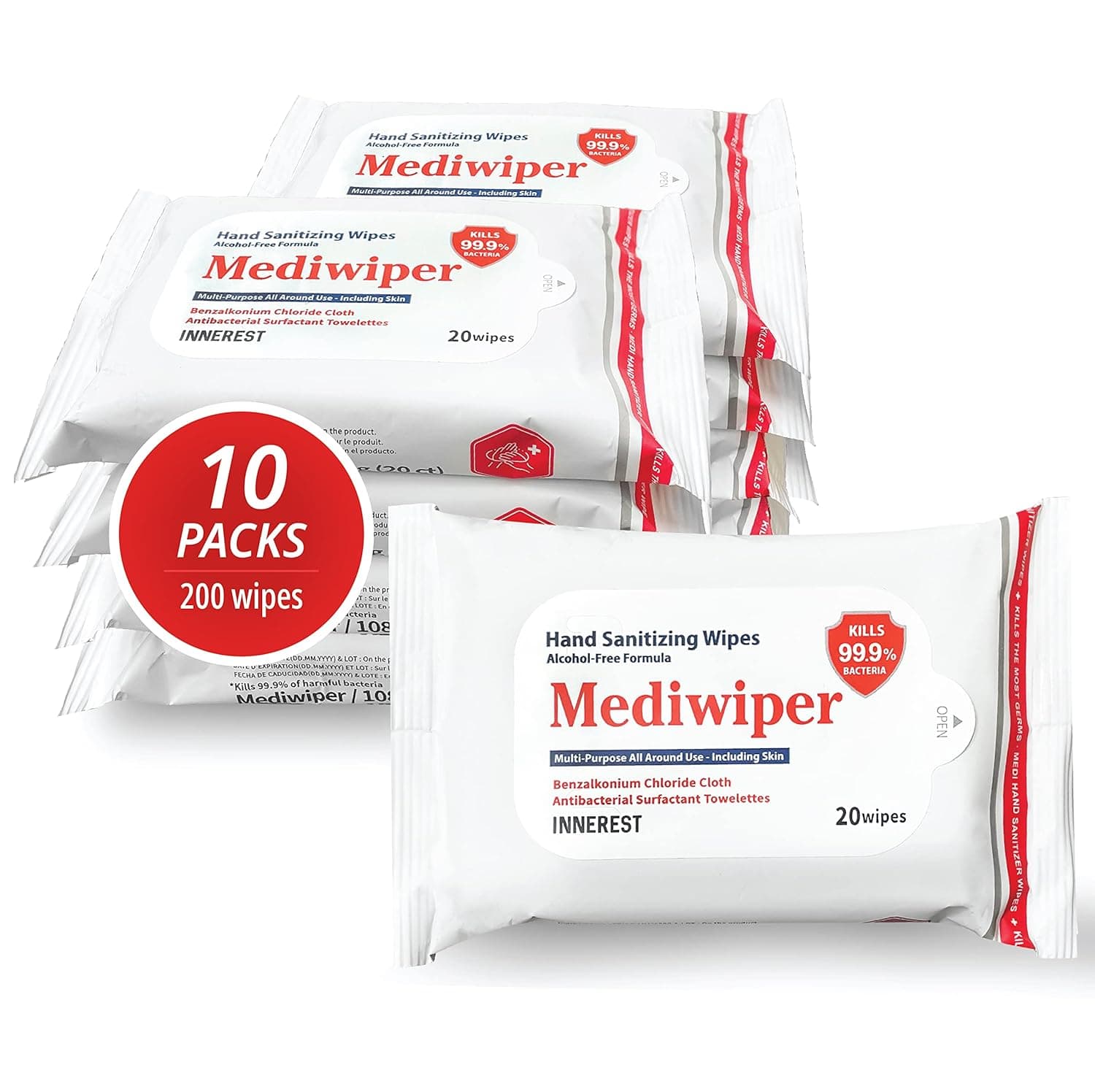 Refreshing Wet Wipes Travel Size Alcohol-Free Wipe Sanitizes/Cleans/Deodorizes Bulk Wipes (200 Wipes (20ct, 10pk))