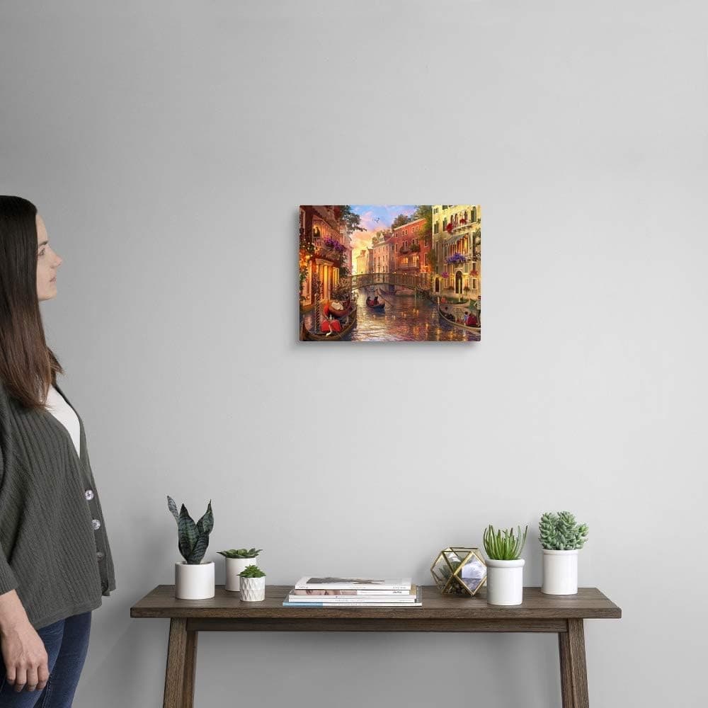 GREATBIGCANVAS Sunset in Venice Canvas Wall Art Print, Venice Home Decor Artwork, 16"x12"