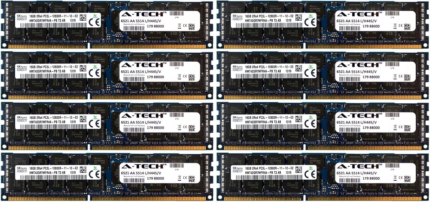 A-Tech Hynix 128GB Kit 8X 16GB PC3-12800 1.35V Dell PowerEdge R820 A2626093 R910 T410 R415 A2862069 M610 R510 R710 A2862074 T610 T710 A3721482 C1100 C2100 C6145 C6100 C6105 R320 C6220 Memory RAM