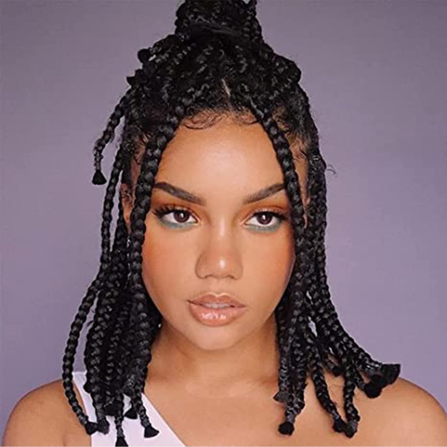Pre Stretched Braiding Hair,14 inch 8 Packs Short Braiding Hair, Itch Free, Hot Water Setting Natural Black Professional Synthetic Hair Extensions for Braids(14in,1B)