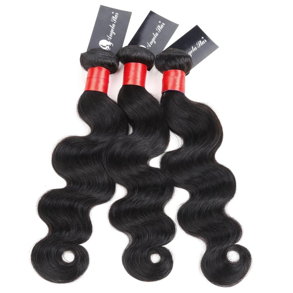 Ivalue Virgin Human Hair Extension Brazilian Virgin Hair Body Wave 100% Unprocessed Human Hair Weave 3 Bundles Natural Color Grade 6a More Thicker Brazilian Hair Bundles (12 14 16)