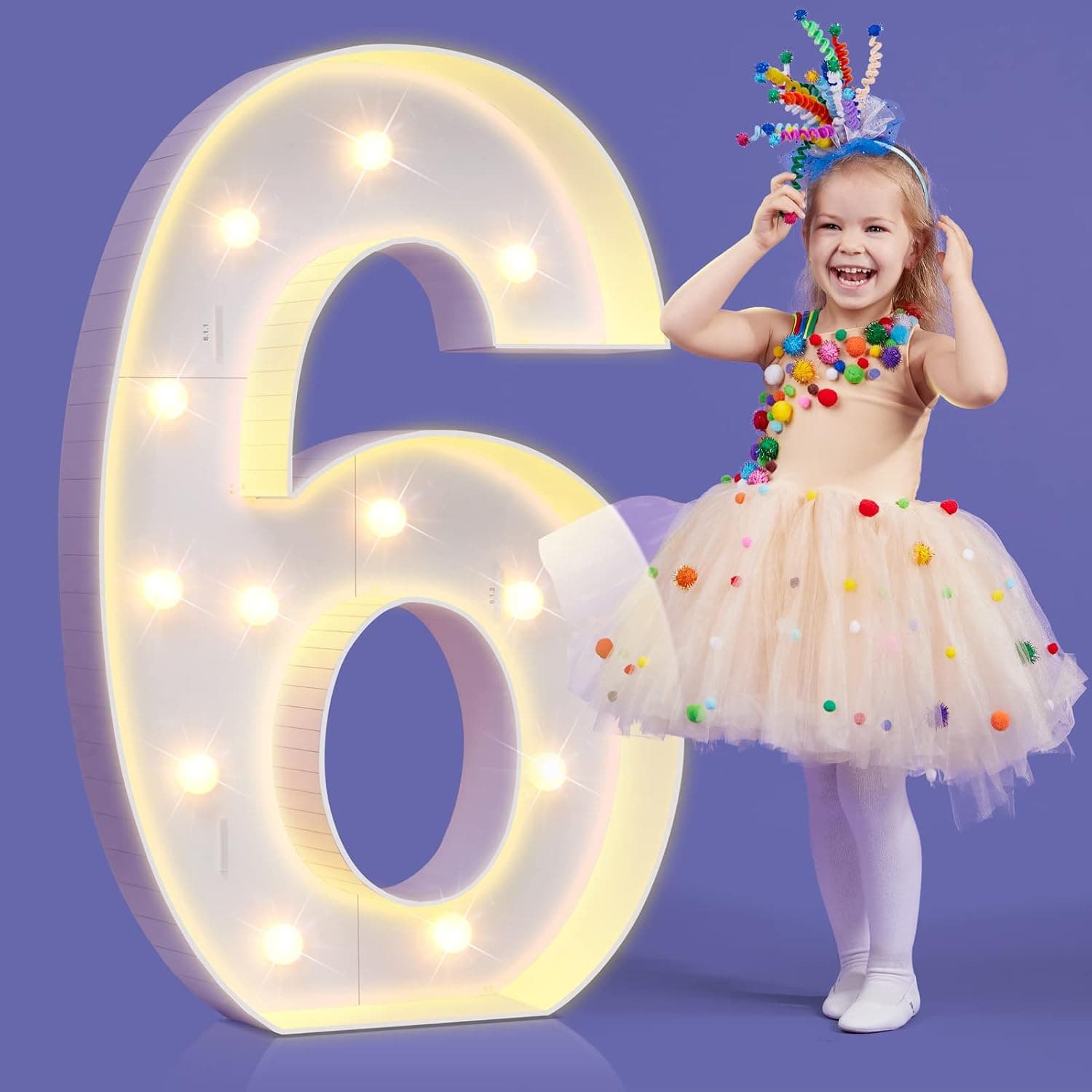 imprsv Marquee Numbers, 4FT Mosaic Numbers for Balloons,Number 6 Marquee Light Up Letters, Large Cardboard Numbers,First Birthday Decor, Anniversary Party Decoration,Balloon Arch Kit