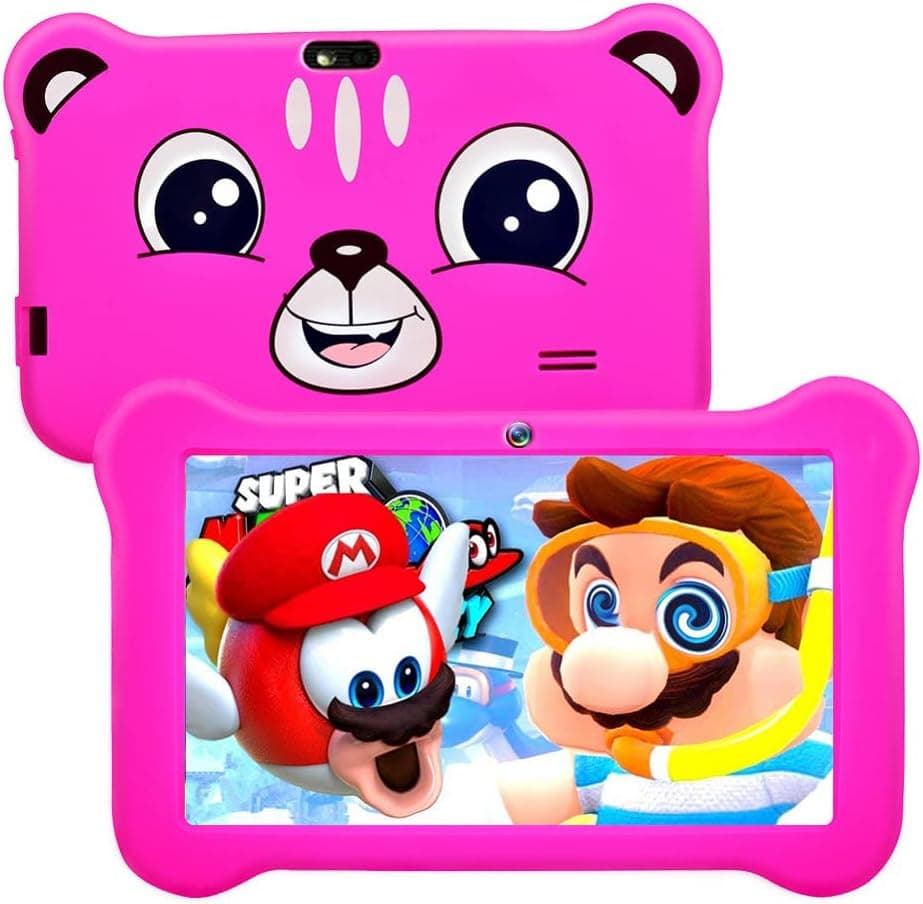 Kids Tablet, 7 inch Toddler Tablet Android 11 Tablet for Kids 2GB+32GB Learning Tablet with IPS Eye Protection Screen Dual Cameras WiFi GMS Certified Kids-Proof Children Tablets Parent Control, Pink