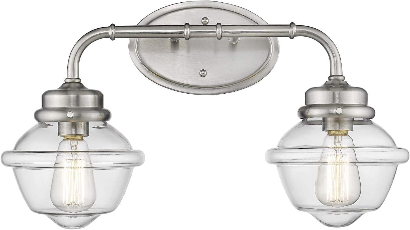 Odeums 2- Lights Bathroom Vanity Lights Fixture, Industrial Wall Sconce Lighting Fixture in Brushed Nickel Finish with Clear Glass