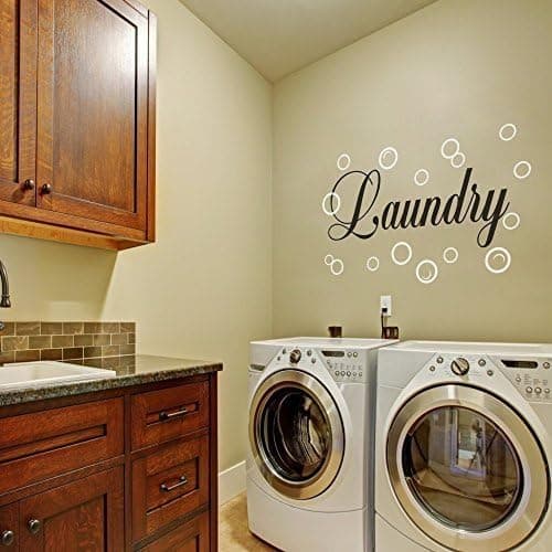 Vinyl Laundry Room Wall Quote Bubble Wall Decal Wall Sticker Wall Graphic Wall Mural Laundry Room Art Decoration B(bubbles:White;words:Black)