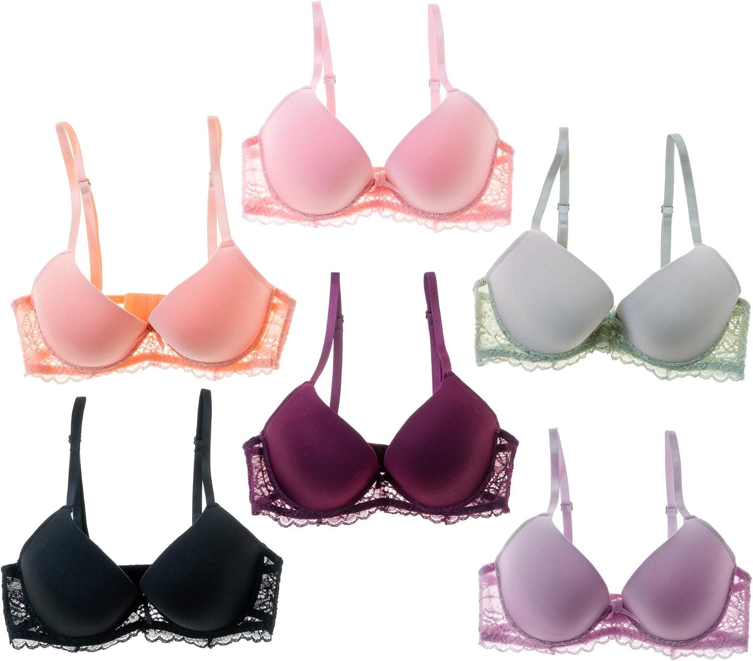 Alyce Ives Intimates Womens Lace Trim Bra, Petite to Plus Size, Pack of 6