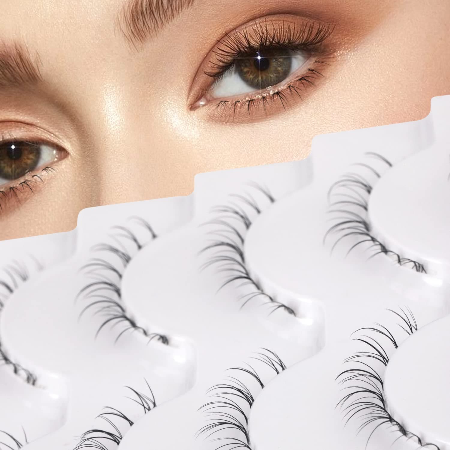 False Eyelashes Bottom Lashes Wispy Natural DIY Fake Eye Lashes Clear Band Mink Lashes Reusable Soft Handmade Lashes Pack