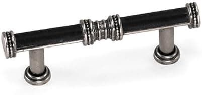 Laurey 59815 Cabinet Hardware 3-Inch Sirocco Pull, Black Leather with Silverado