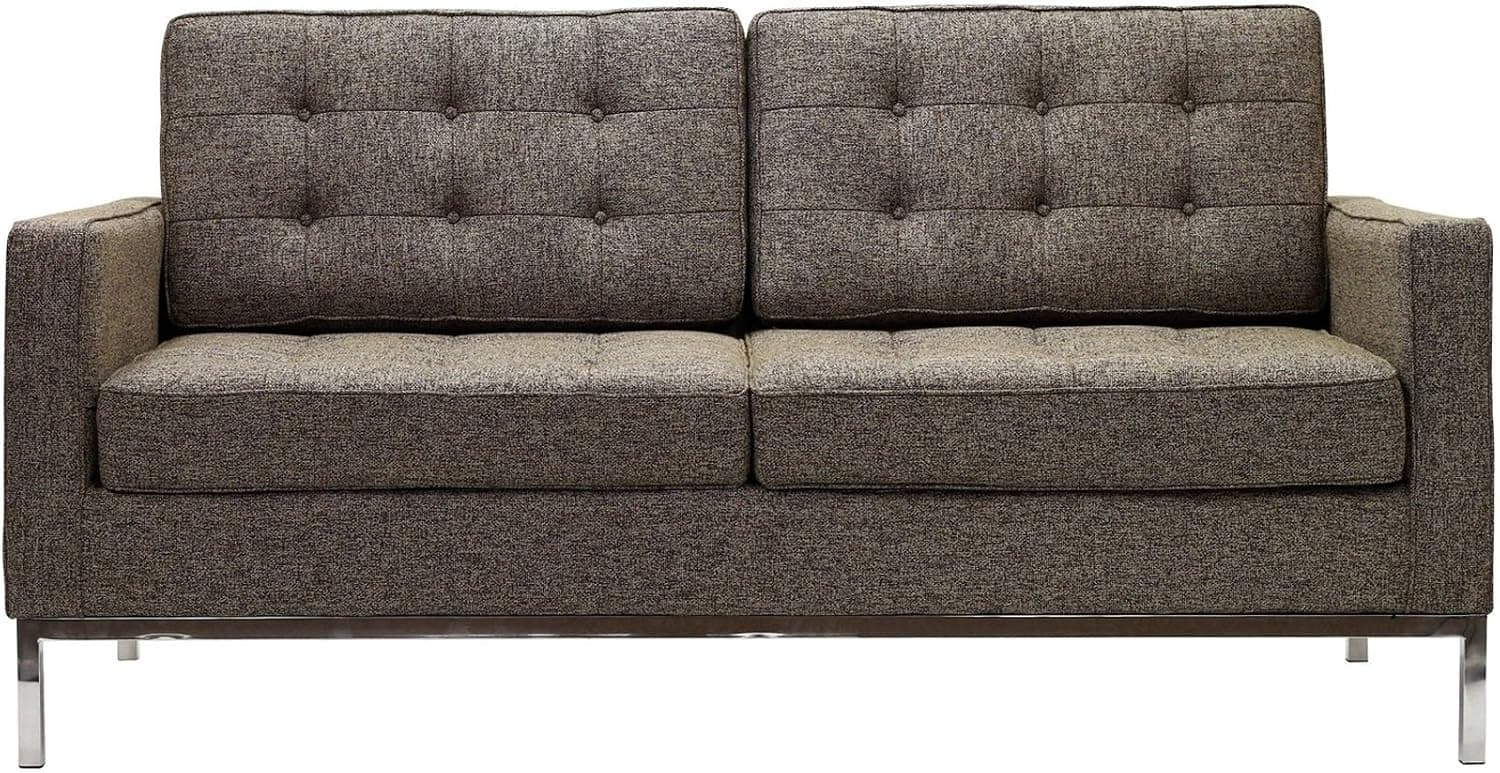 Modway Florence Style Loveseat in Oatmeal Wool