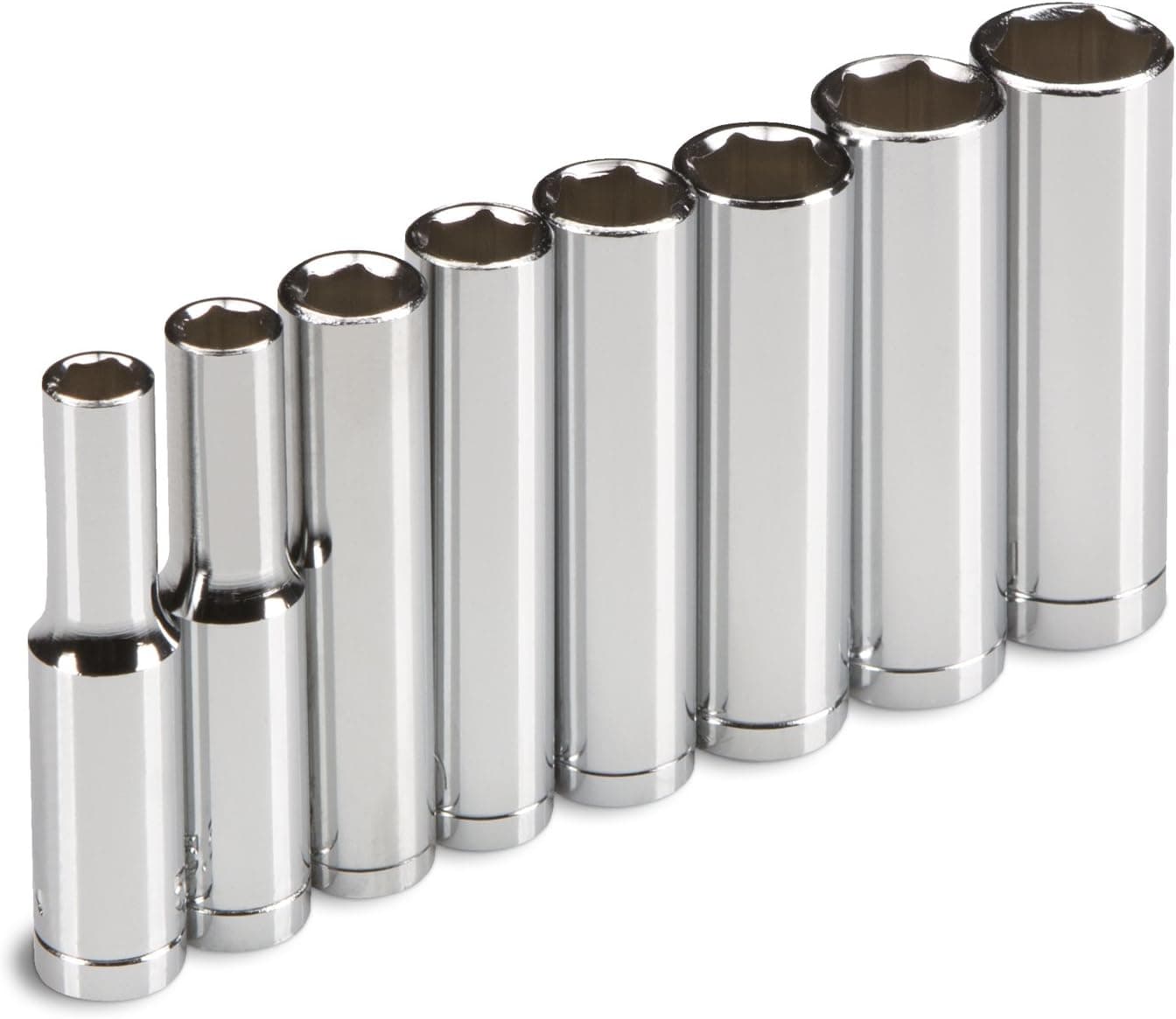 TEKTON 1220 1/4" Drive Deep Socket Set, 5.5-12mm, Metric, 8 Sockets