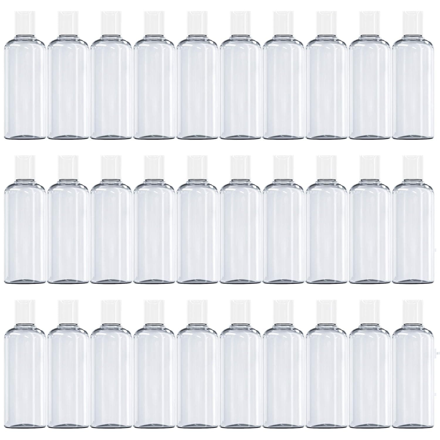 LEGONGSO AIKVSXER 4oz/110ml Clear Plastic Empty Bottles with Flip Cap - BPA-Free Travel Containers for Lotion, Shampoo, Liquid Body Soap, Creams - Set of 30