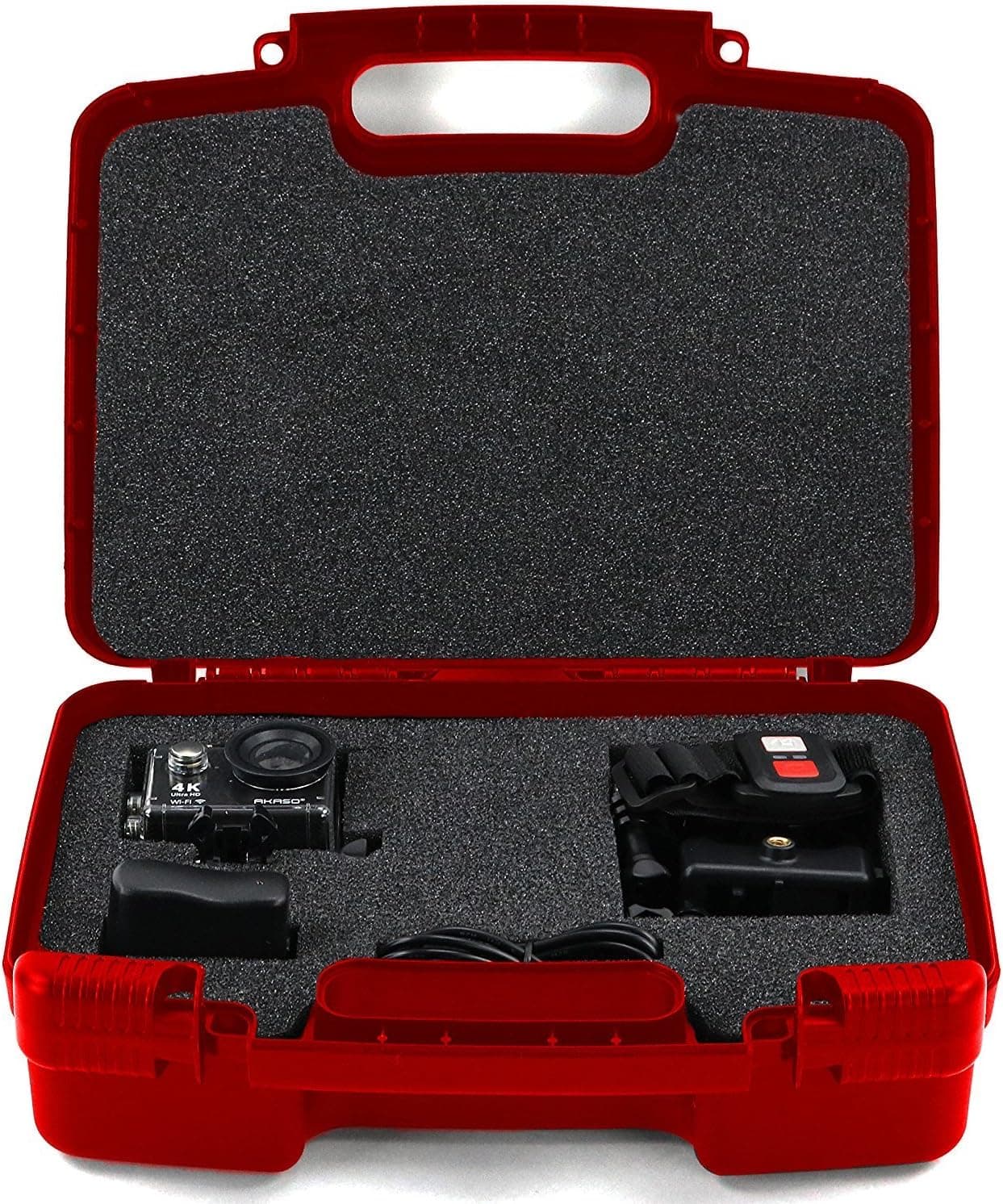 Storage Organizer -Compatible with Akaso EK7000 4K WiFi Sports Action Camera and Accessories- Durable Carrying Case - Red