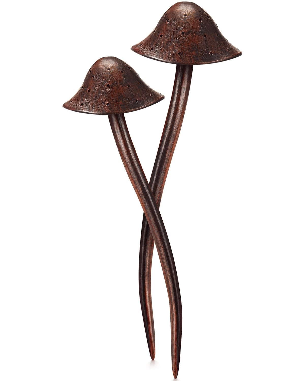 2 Pcs Mushroom Hair Stick Christmas Hair Sticks for Long Hair Chinese Hair Chopsticks for Women Girl Hair Sticks for Buns Cute Print Hair Sticks Accessories (Brown, Rustic Style)
