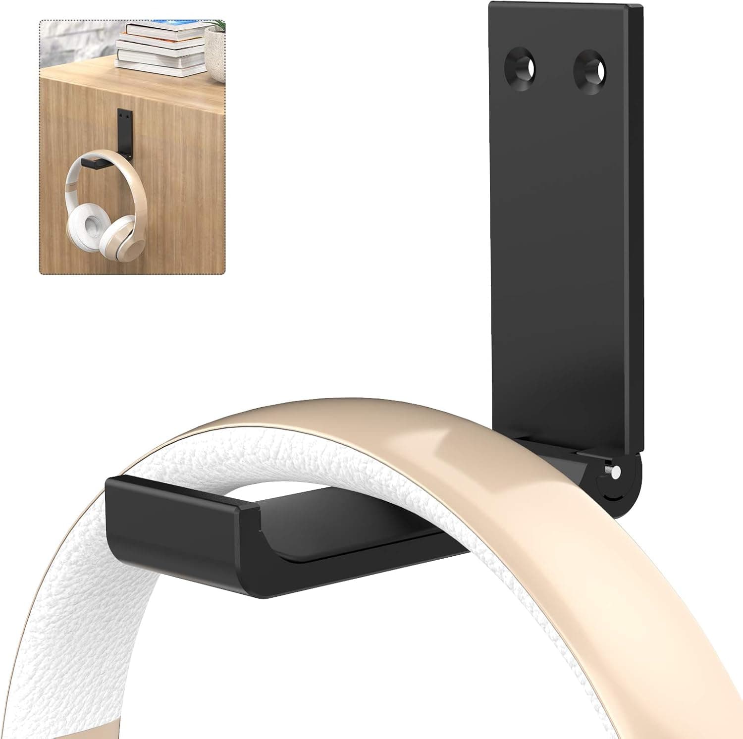 Yocice Headphone Stand Hanger,Headset Holder Mount,Hook with Strong Adhesive Tape for Headphones (H03P-Black-1PCS)
