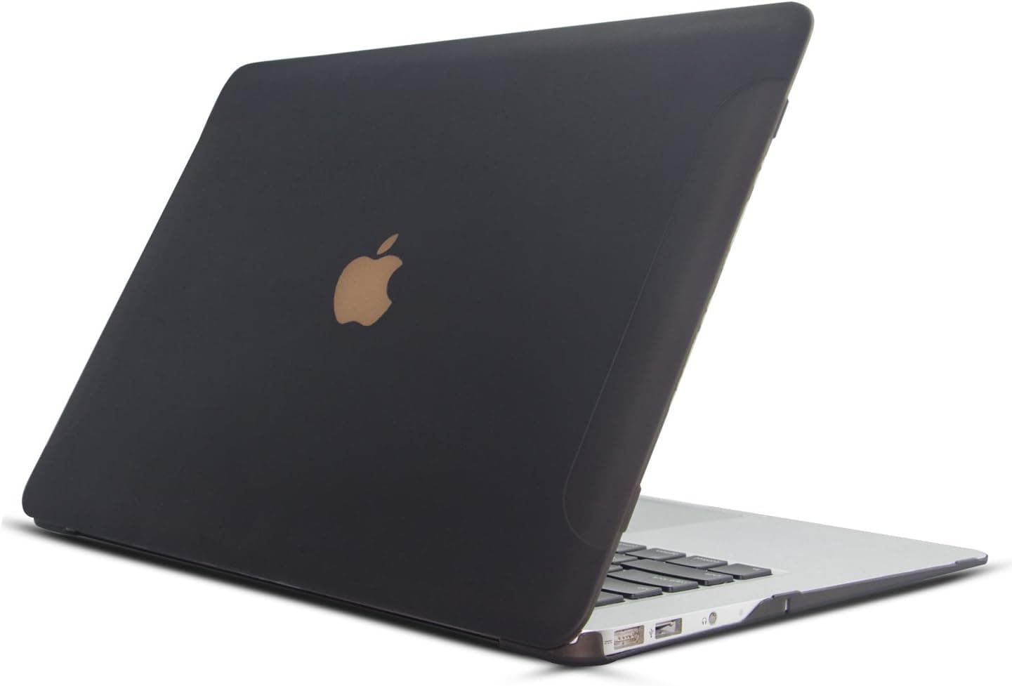 HuGee Translucent Hard Case for MacBook Air 13 Inch (Model: A1369/A1466), 13.3" Mac Book laptop Cover Coated with Matte Rubber Skin - Black