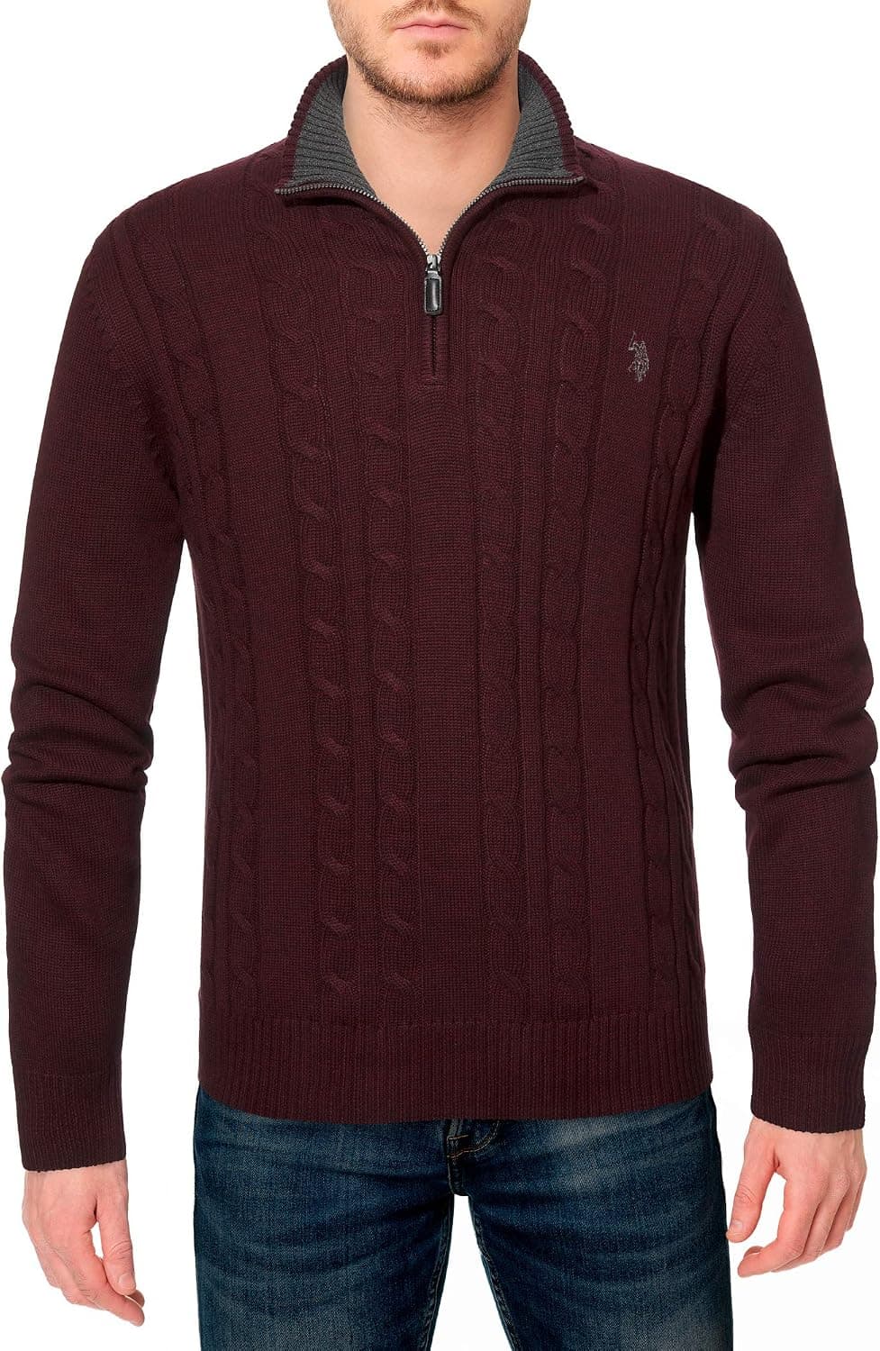 U.S. Polo Assn. Men's Cable Knit 1/4 Zip Sweater Sweater