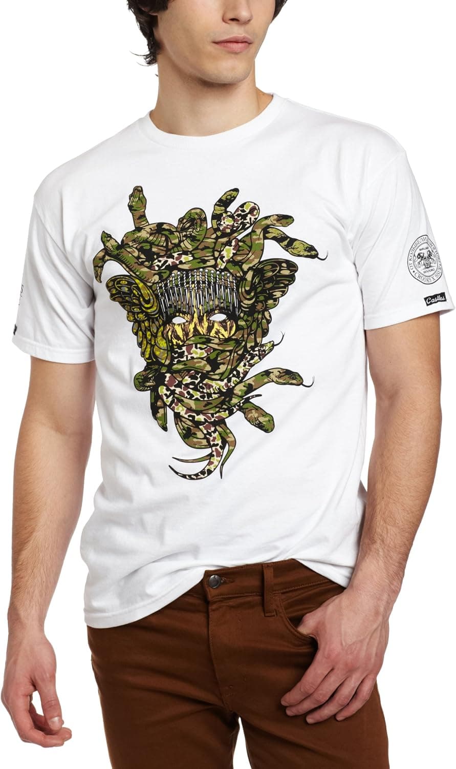 Crooks & Castles Men's Knit Short Sleeve SSUR Multicam Medusa T-Shirt