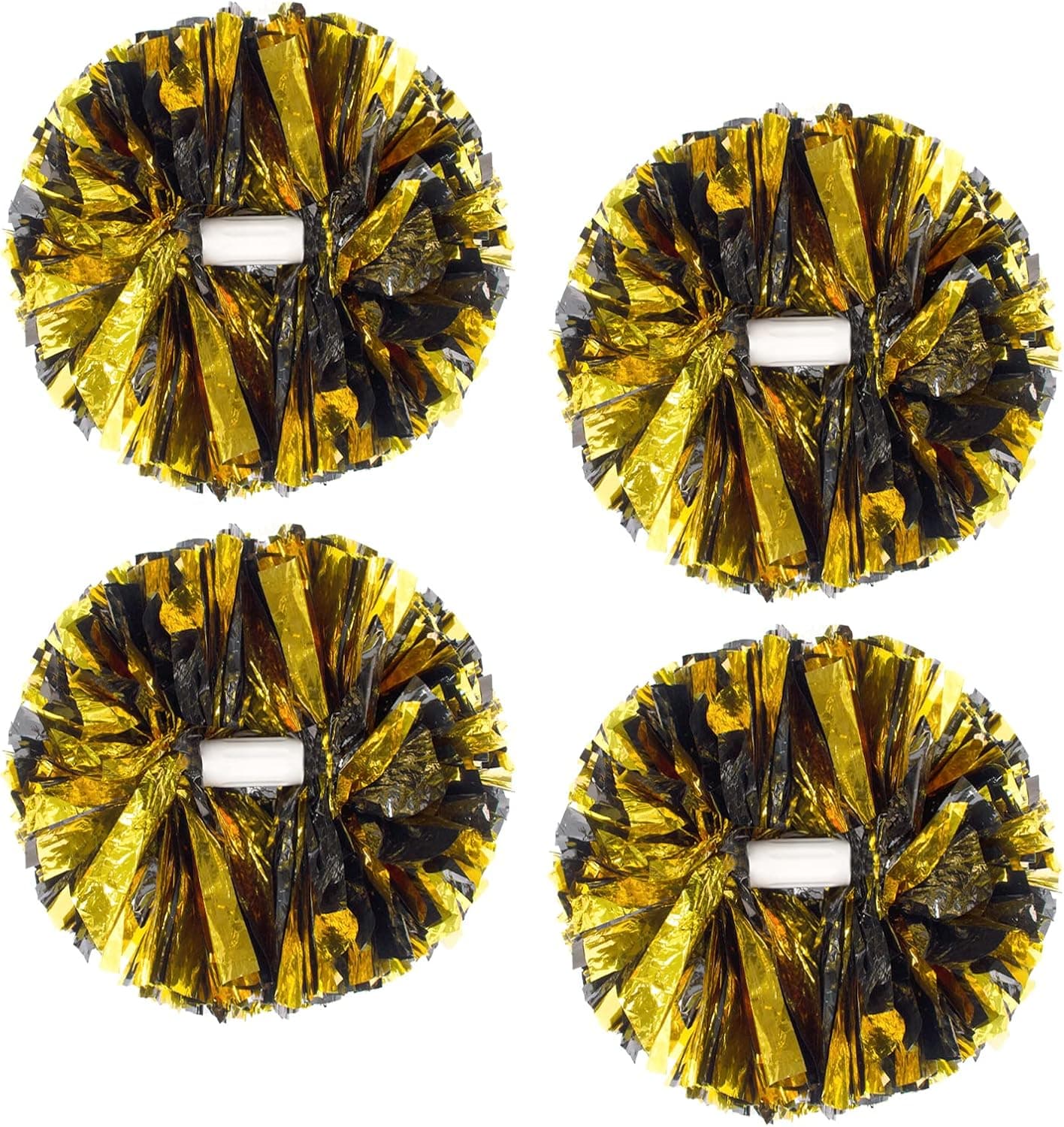 4Pcs Metallic Cheerleading Pom Poms for Kids, Creatiee 2 Pair Cheerleader Cheering Squad Pompoms for Boy Girl School Sports Games Team Spirit Cheer