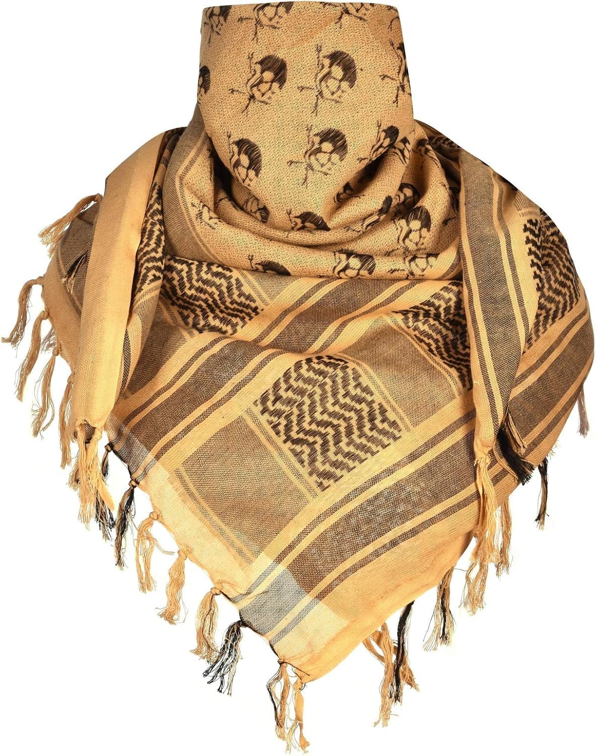 ChinFun 100% Cotton Keffiyeh Tactical Desert Scarf Military Arab Scarf Wrap Shemagh