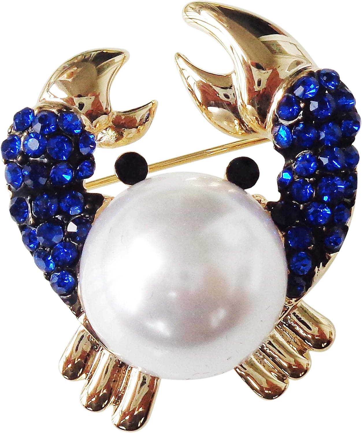 Navachi 18k Gold Plated Full Crystal Ball Crab Brooch Pins