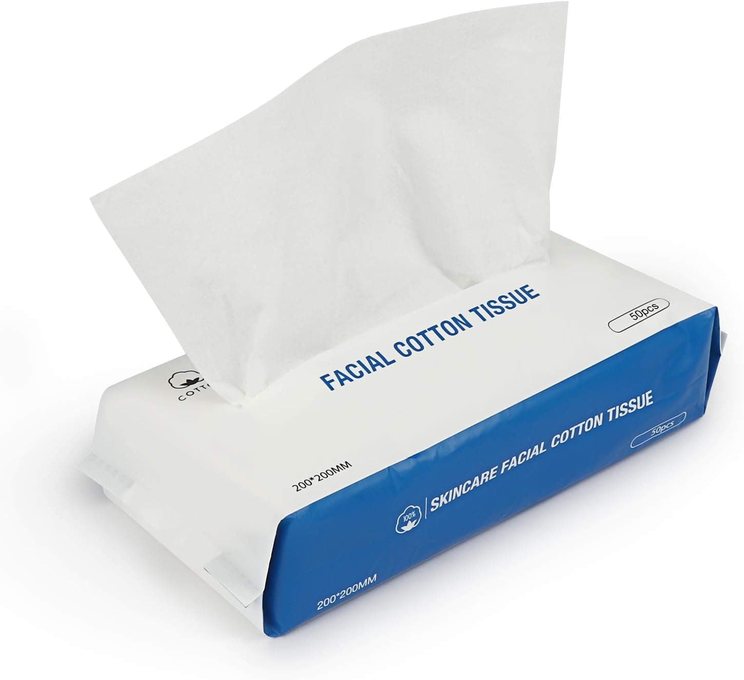BLUERISE 50Pcs Disposable Face Towel 100% Cotton Thicker Ultra Soft Sensitive Skin Facial Cotton Tissue, Dry and Wet Use, Baby Can Also Use