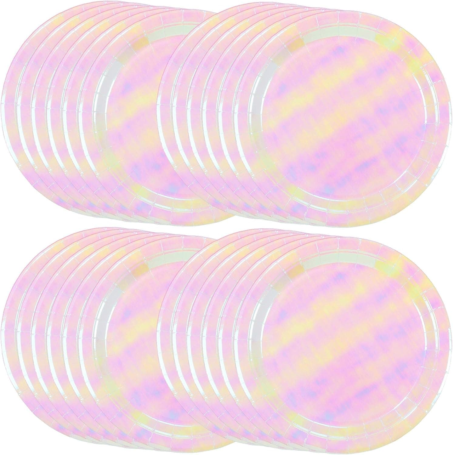 Talking Tables We Heart Pastel 9 Iridescent Shiny Paper Plates for a Birthday Party, Unicorn Party, or Childrens Party , Pink (24 Pack) …