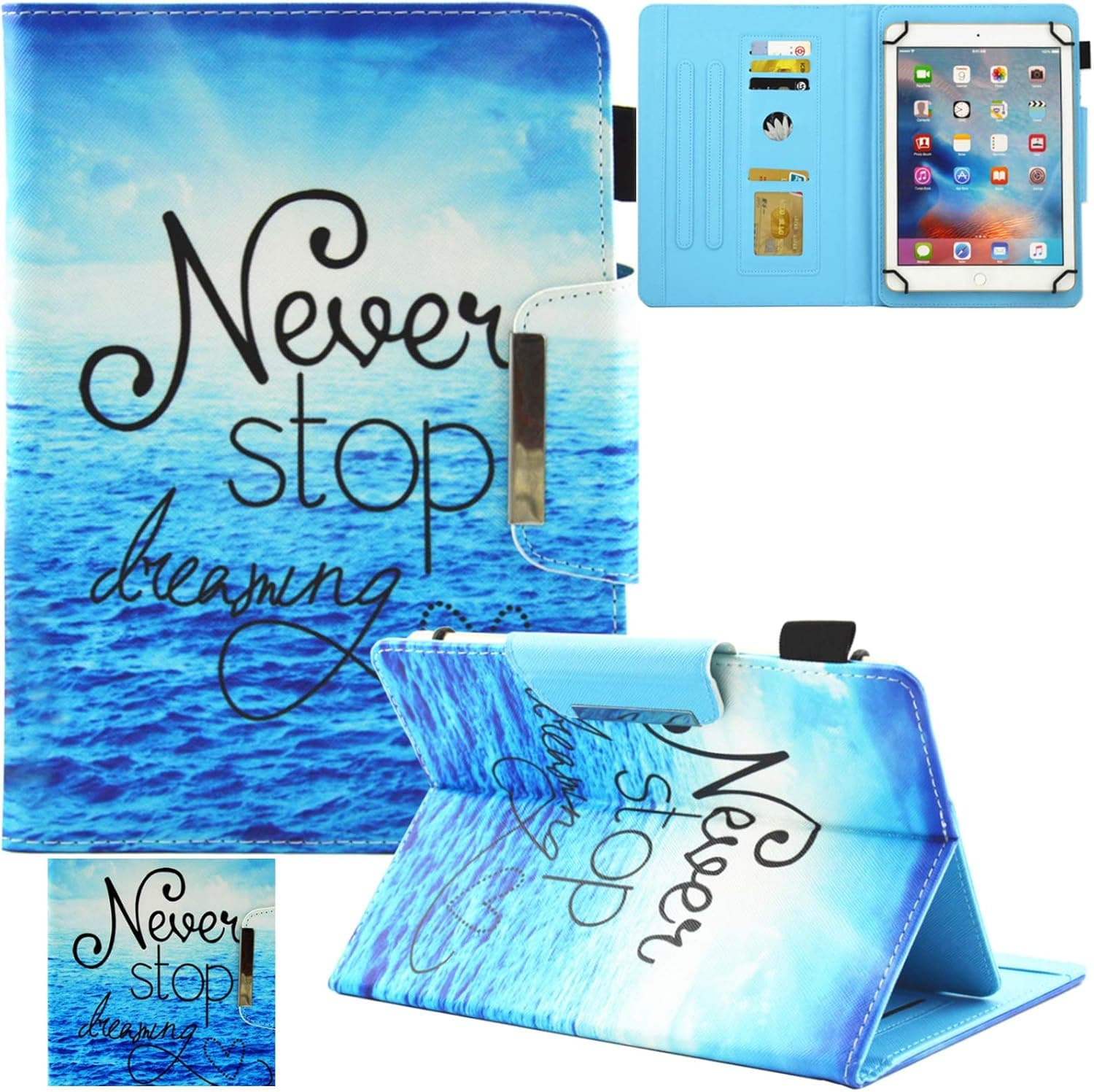 Artyond Universal Case for 7.5-8.5 Inch Tablet, Folio Stand Protective with Card Slots Case for iPad Mini 7.9/8.3 inch, Kindle Fire HD 8/HD8 Plus/Galaxy Tab A/Tab E/Tab 4/Tab S2 8.0, Never