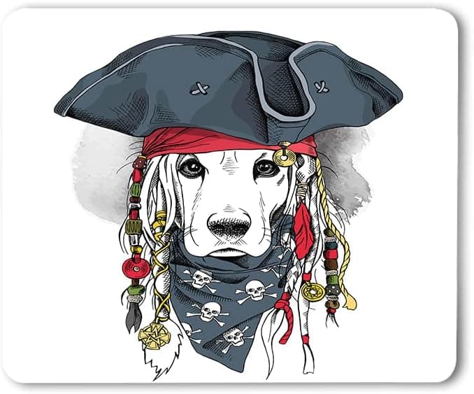 WONDERTIFY Pirate Captain Dog Mouse Pad Cute Cocker Spaniel Dog Hat Bandana Dreadlocks Mouse Mat Non-Slip Rubber Base for Laptop Gaming Office Home 9.5 X 7.9 Inches