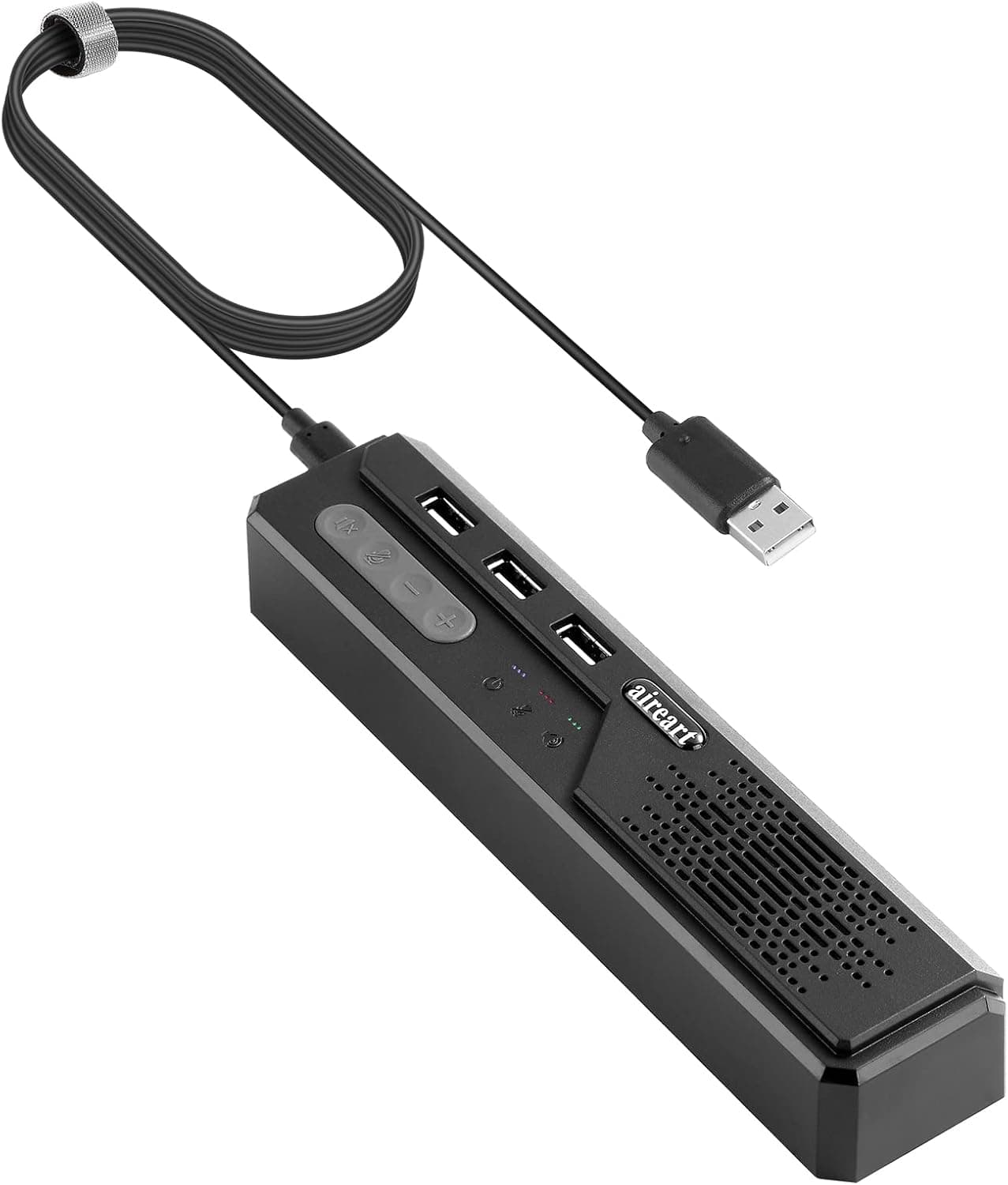 aireart Computer Speaker with Microphone,USB-Hub,USB Powered PC Speakers for Teams and Zoom Meetings and Online Study,Speaker with 3.5mm Headphone Jack,Wired Computer Sound Bar