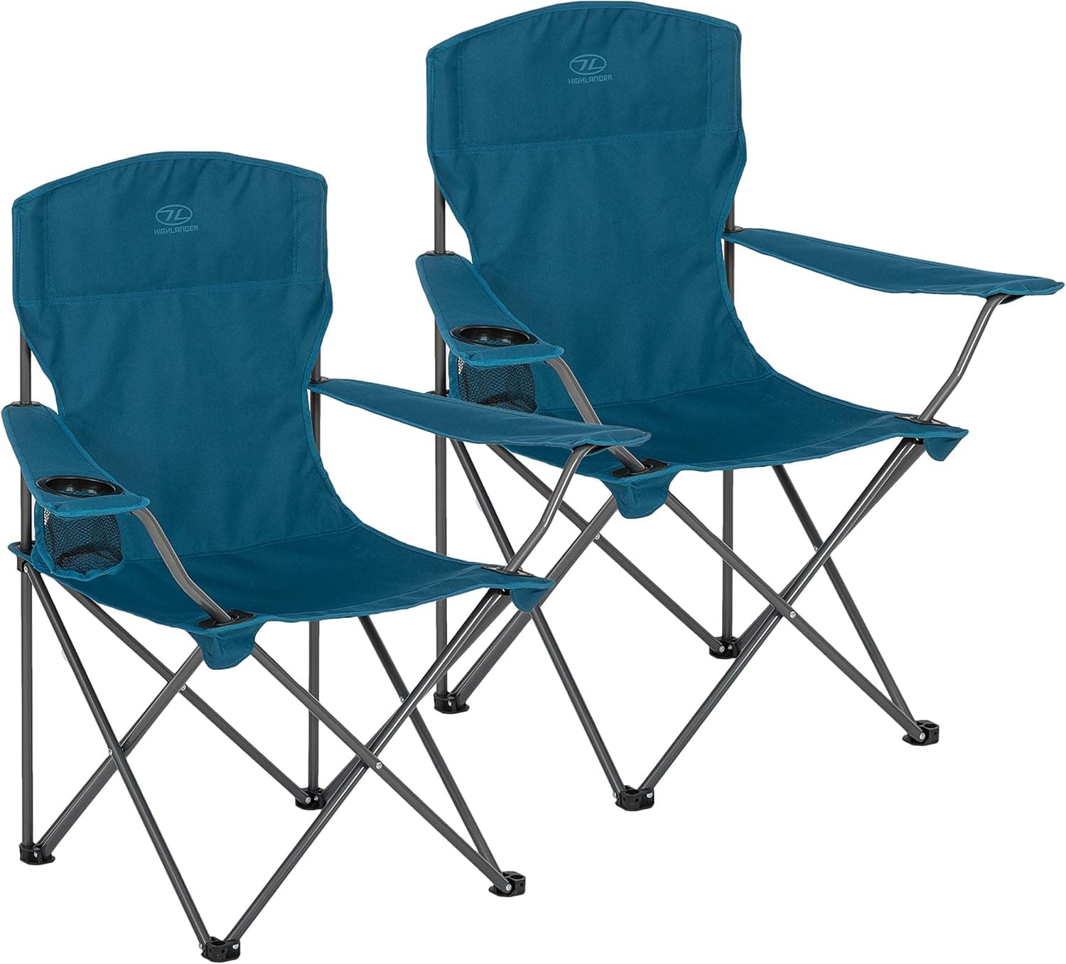 Highlander Set of 2 Lightweight Folding Camping Chairs with Separate Carry Bags