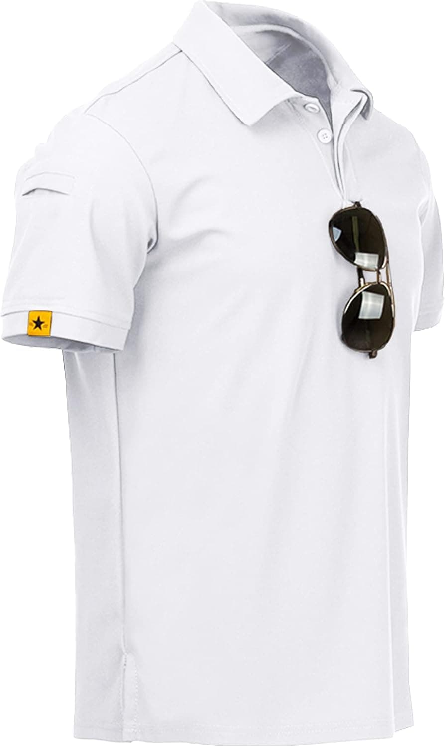 SECOOD Mens Golf Polo Shirt Sport Casual Tennis Short Sleeve T-Shirt 012-White