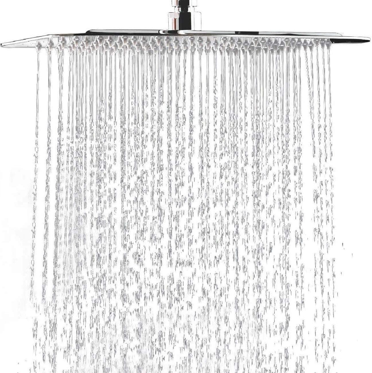 Rainfall Shower Head - Solid Square Ultra Thin - Chrome Rain Square Showerhead