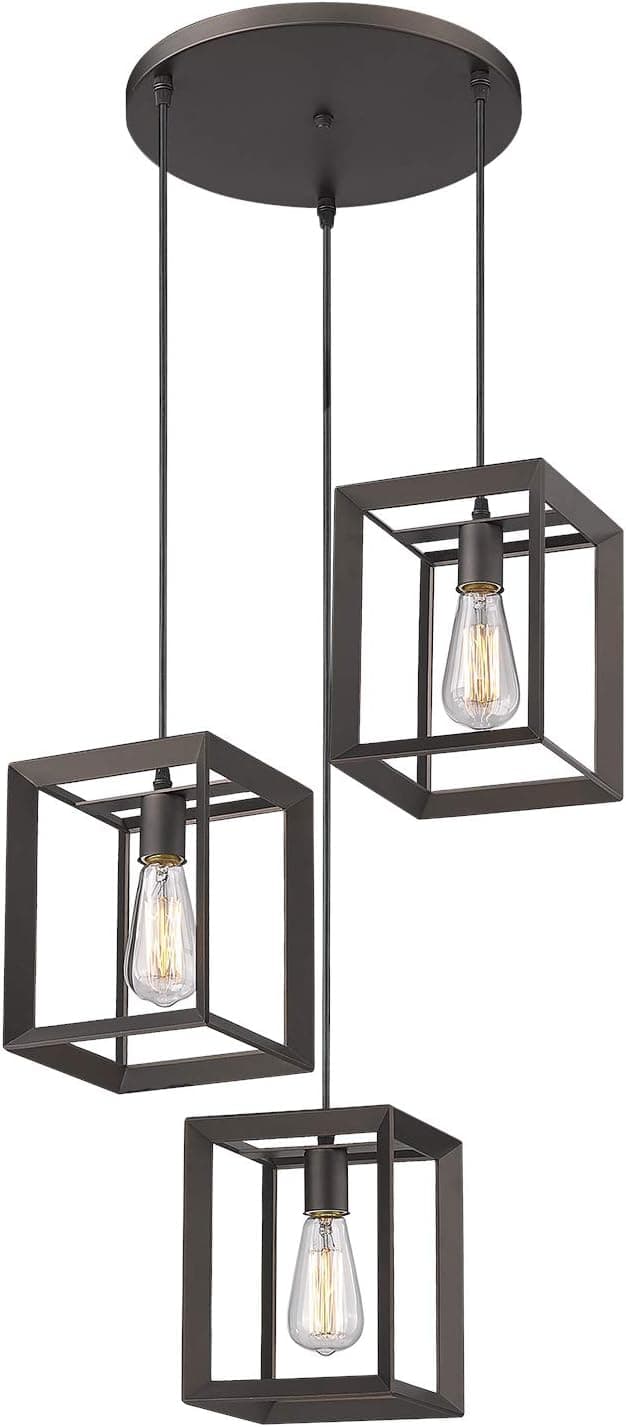 Emliviar 3-Light Pendant Light, Modern Cluster Hanging Lights for Kitchen, Oil Rubbed Bronze Finish, 20061D-3 ORB